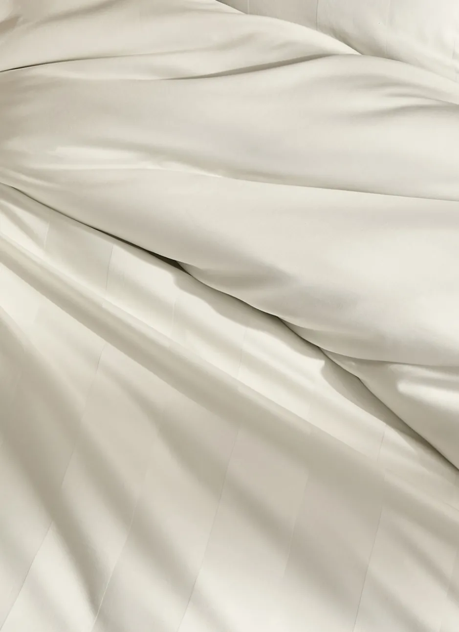 HOUSSE DE COUETTE RAYÉE EN SATIN DE COTON IVOIRE