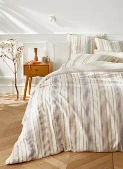 HOUSSE DE COUETTE À RAYURES CHEVRONS TROMSO BEIGE CLAIR