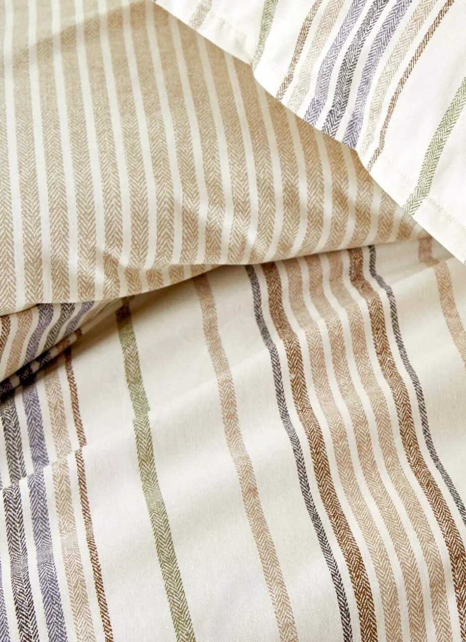 HOUSSE DE COUETTE À RAYURES CHEVRONS TROMSO BEIGE CLAIR