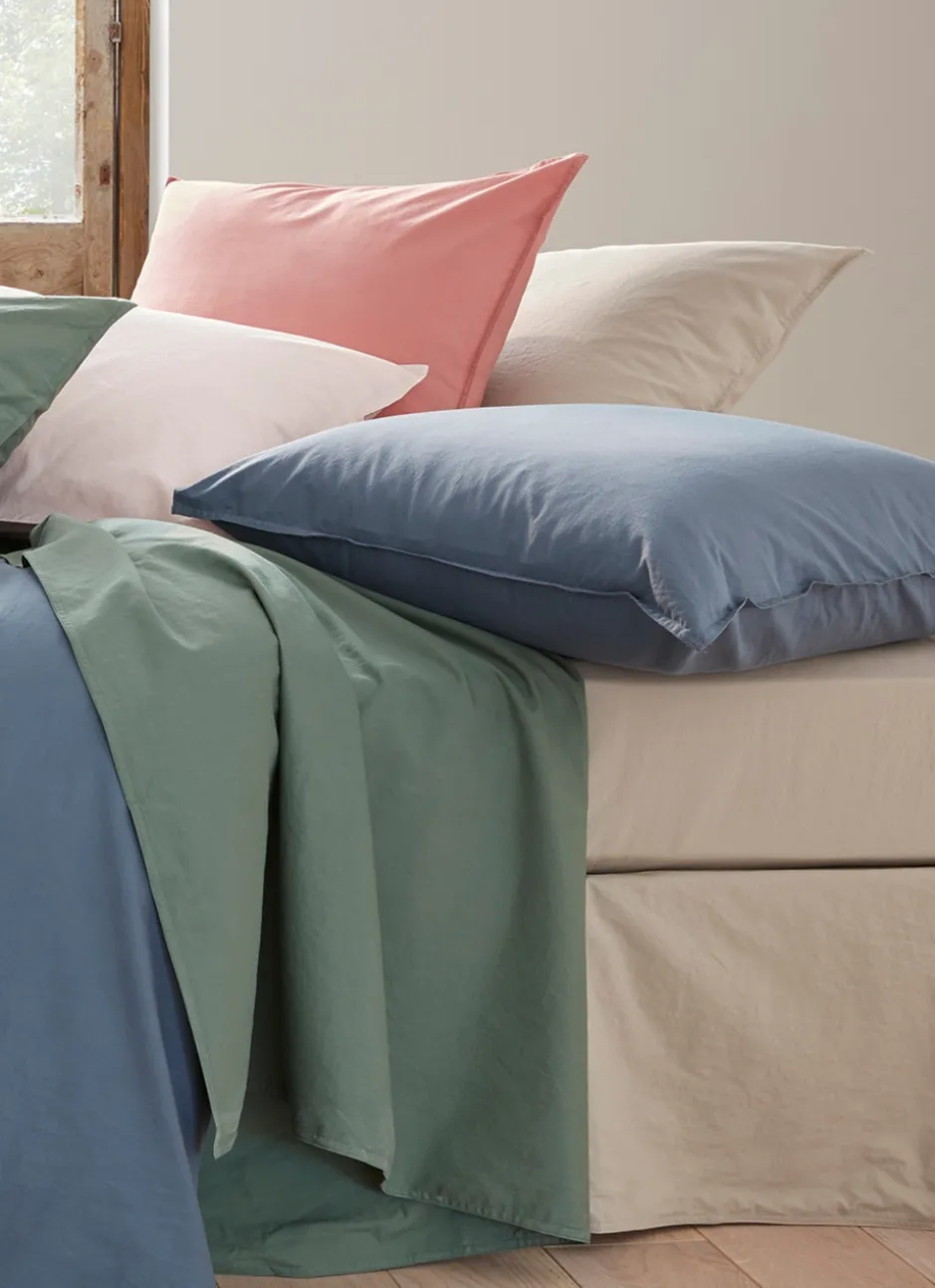 HOUSSE DE COUETTE UNIE EN COTON LAVÉ BIO ROSE