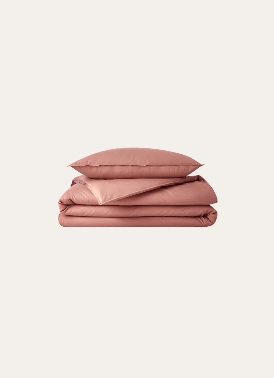 HOUSSE DE COUETTE UNIE EN COTON LAVÉ BIO ROSE