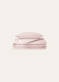 HOUSSE DE COUETTE UNIE EN COTON LAVÉ BIO ROSE PÂLE