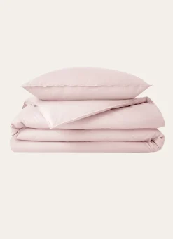 HOUSSE DE COUETTE UNIE EN COTON LAVÉ BIO ROSE PÂLE