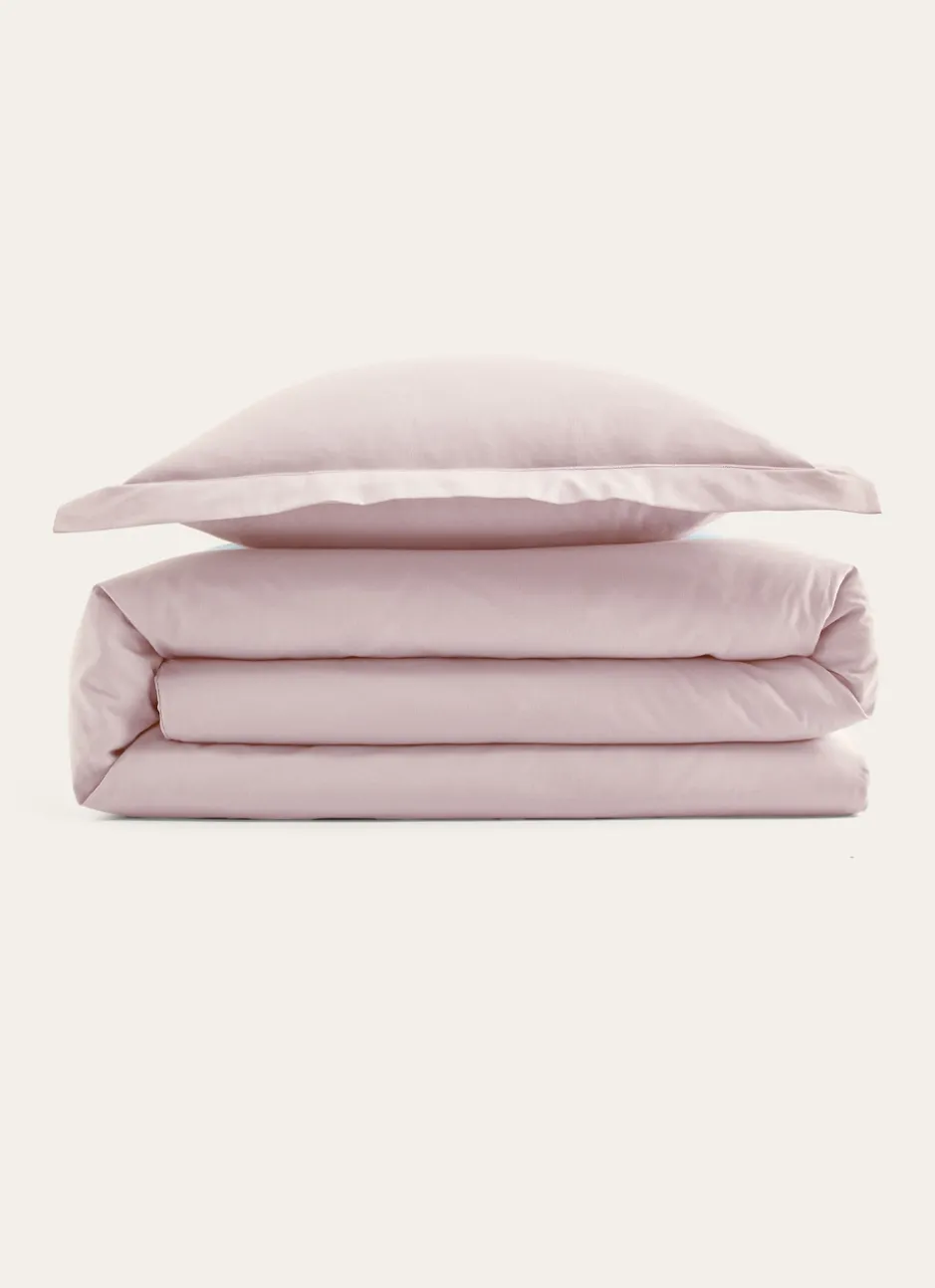 HOUSSE DE COUETTE UNIE EN COTON ROSE CLAIR