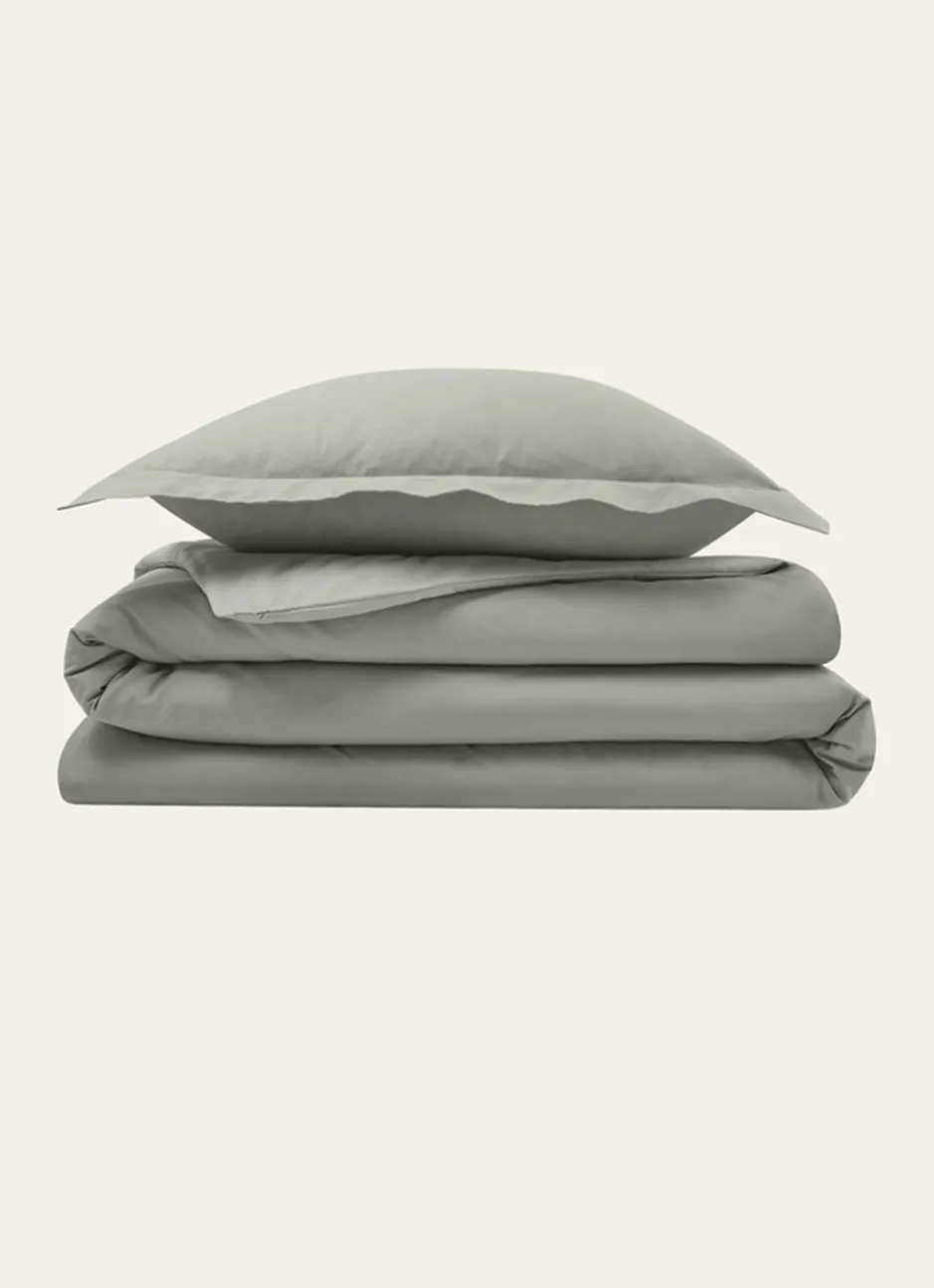 HOUSSE DE COUETTE UNIE EN COTON VERT TENDRE