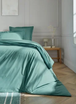 HOUSSE DE COUETTE UNIE EN PERCALE DE COTON BLEU MINÉRAL