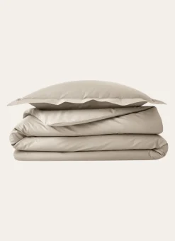 HOUSSE DE COUETTE UNIE EN PERCALE DE COTON SABLE