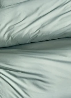 HOUSSE DE COUETTE UNIE EN PERCALE DE COTON VERT DE GRIS