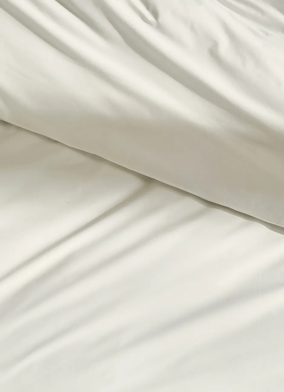 HOUSSE DE COUETTE UNIE EN PERCALE DE COTON ECRU