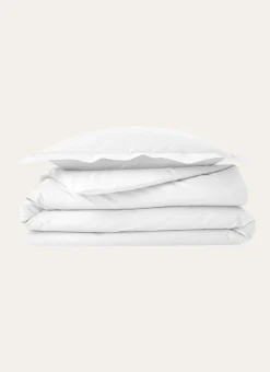 HOUSSE DE COUETTE UNIE EN PERCALE DE COTON BLANC