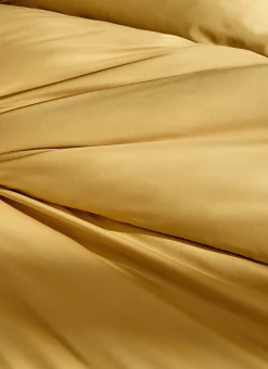 HOUSSE DE COUETTE UNIE EN PERCALE DE COTON MOUTARDE
