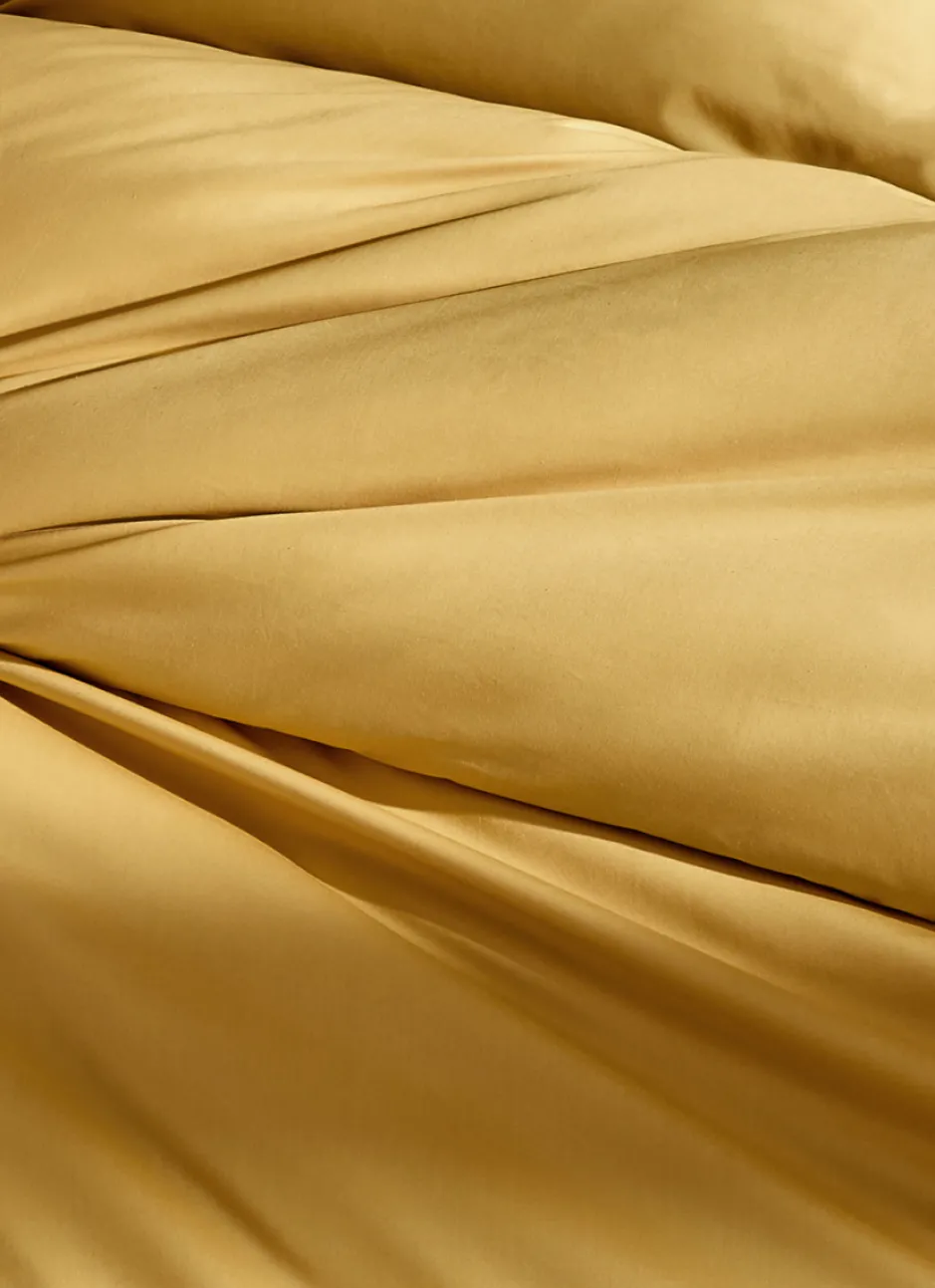 HOUSSE DE COUETTE UNIE EN PERCALE DE COTON MOUTARDE