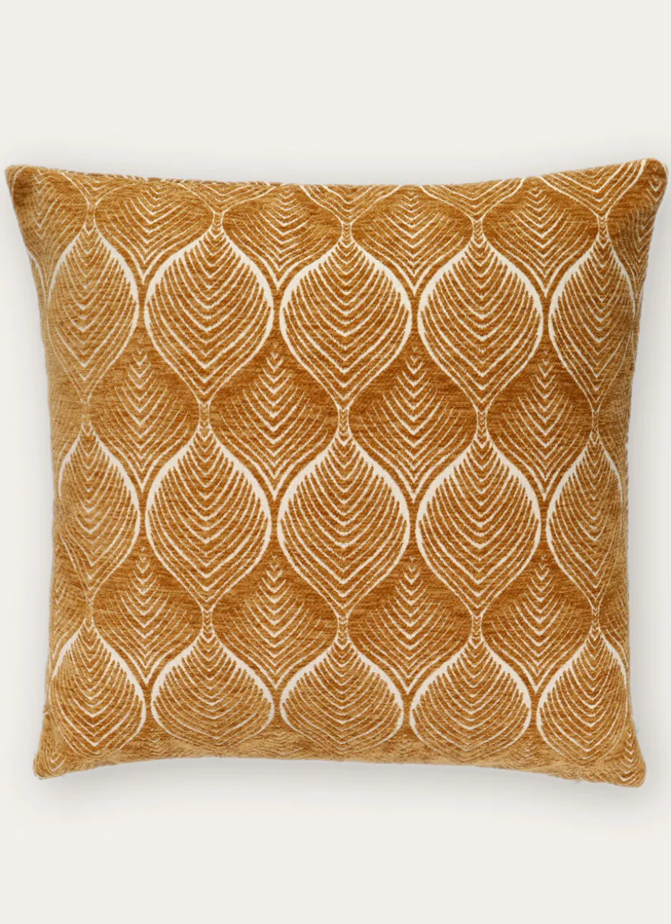 HOUSSE DE COUSSIN EN JACQUARD CHENILLE OCRE