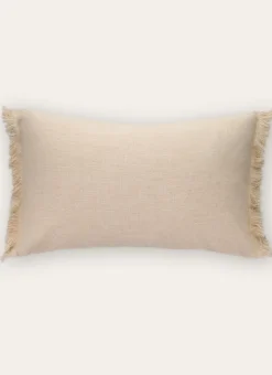 HOUSSE DE COUSSIN À FRANGES COTON ET LIN ÉCRU
