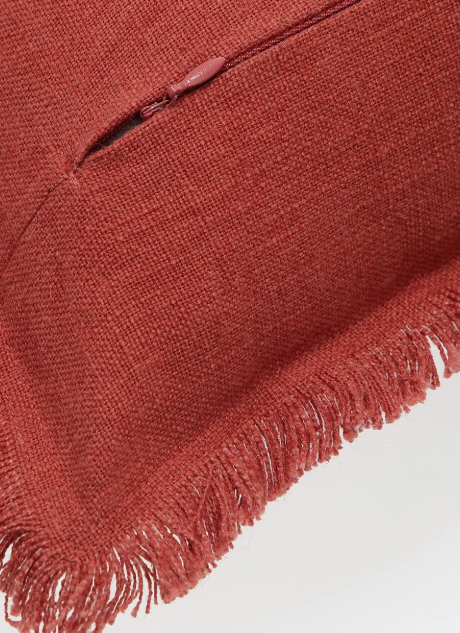 HOUSSE DE COUSSIN TEXTURÉE À MINI FRANGE BRIQUE