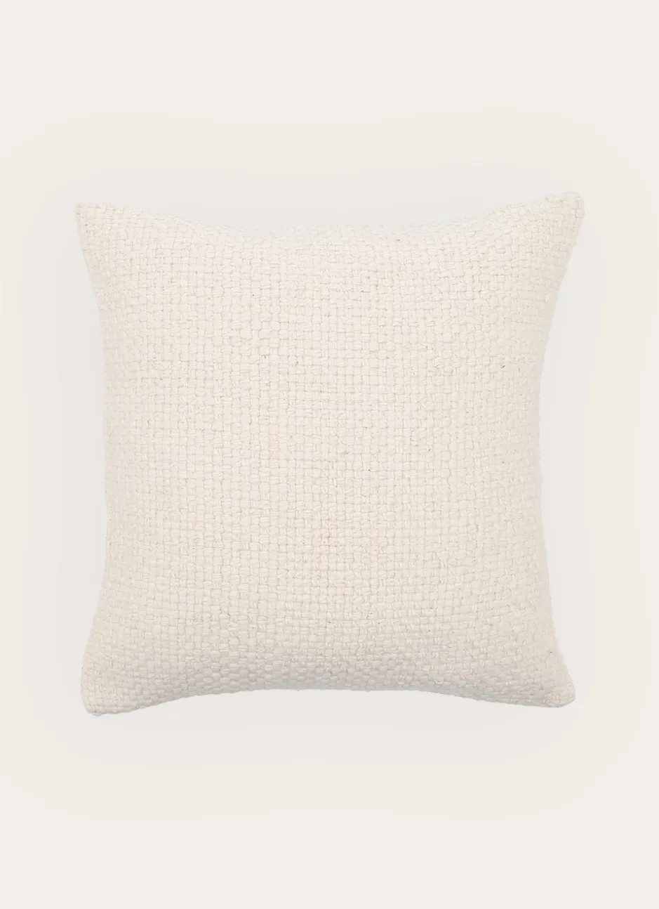 HOUSSE DE COUSSIN UNIE AVEC TISSAGE FANTAISIE ECRU