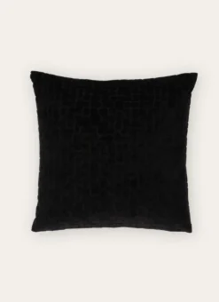 HOUSSE DE COUSSIN VELOURS MOTIFS JACQUARD Noir
