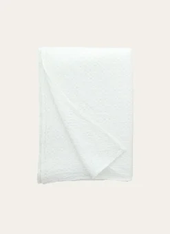 JETÉ DE LIT EN COTON LAVÉ NID D'ABEILLE BLANC