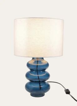 LAMPE AVEC PIED EN VERRE TRANSPARENT COLORÉ BLEU