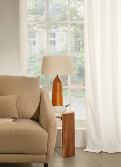 LAMPE À POSER BURO BOIS MARRON/ÉCRU