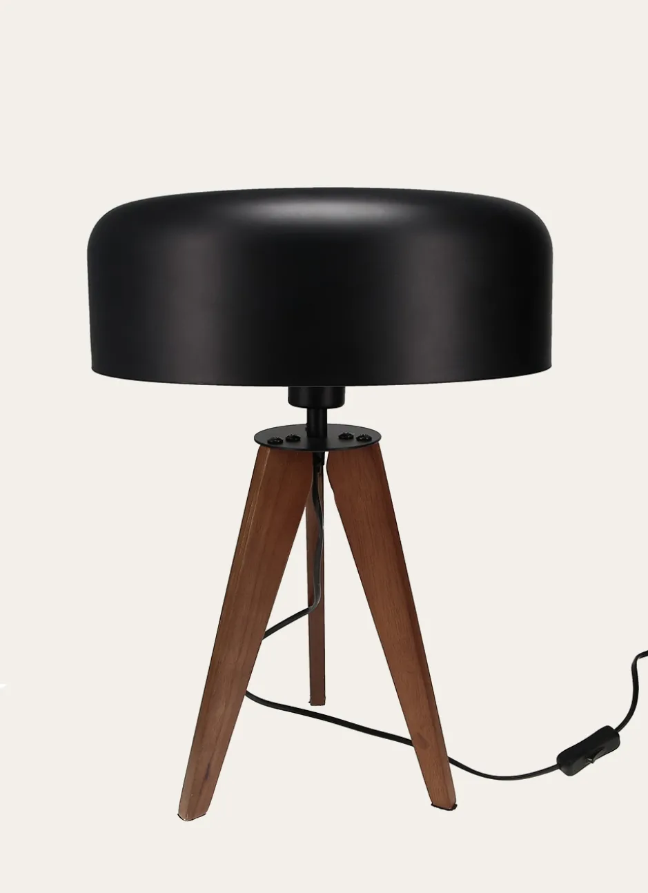 LAMPE À POSER EN BOIS MARRON/NOIR