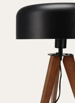 LAMPE À POSER EN BOIS MARRON/NOIR