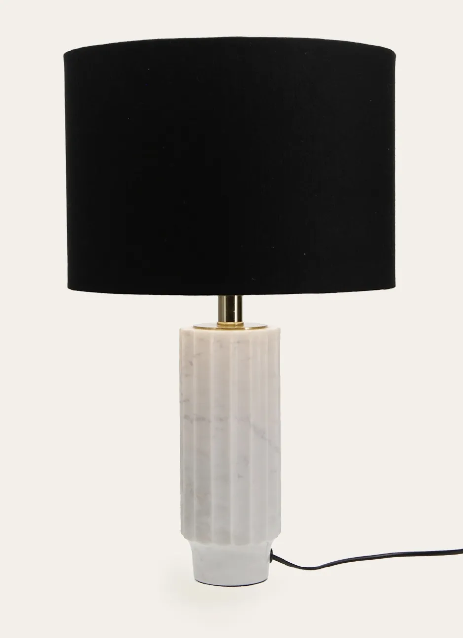 LAMPE À POSER EN MARBRE ET LIN MARBRE/NOIR