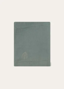 LANGE UNI EN GAZE DE COTON BRODERIE FEUILLE MOUSSE