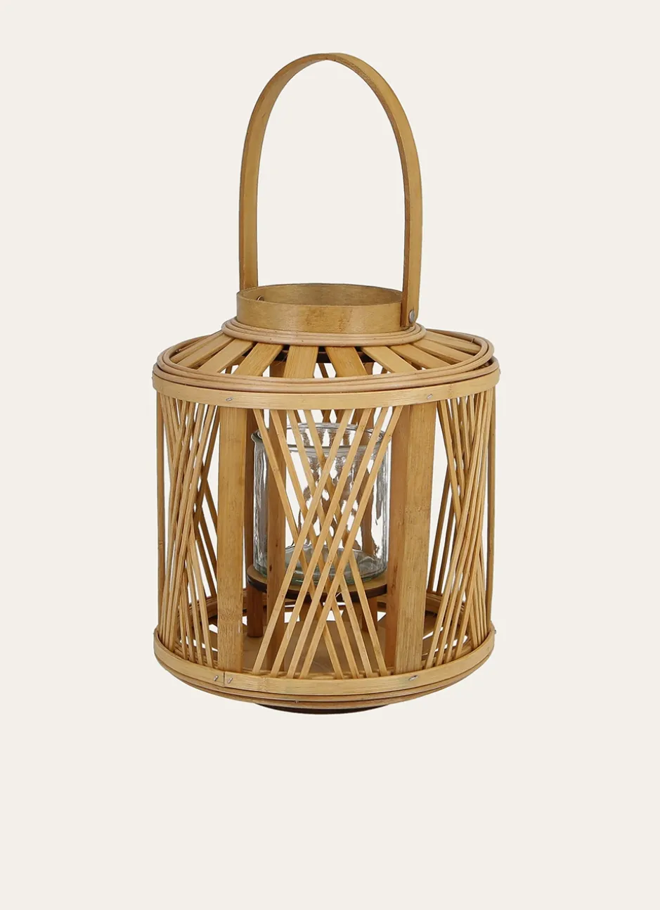 LANTERNE EN BAMBOU AVEC PHOTOPHORE NATUREL