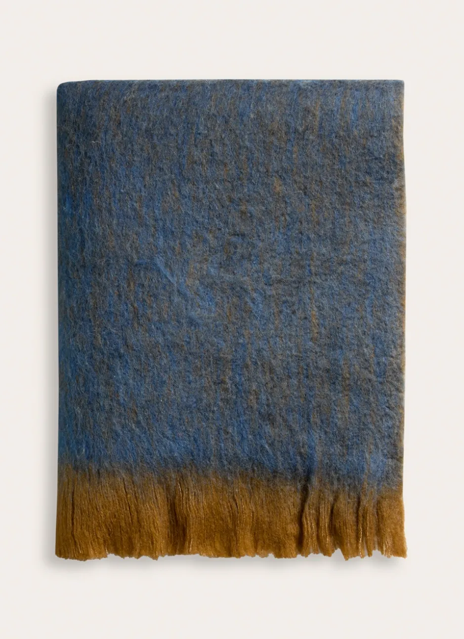LARGE PLAID À CARREAUX EFFET MOHAIR BLEU