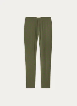 LEGGING LONG EN COTON BIOLOGIQUE IMPRIMÉ FLORAL VERT KAKI