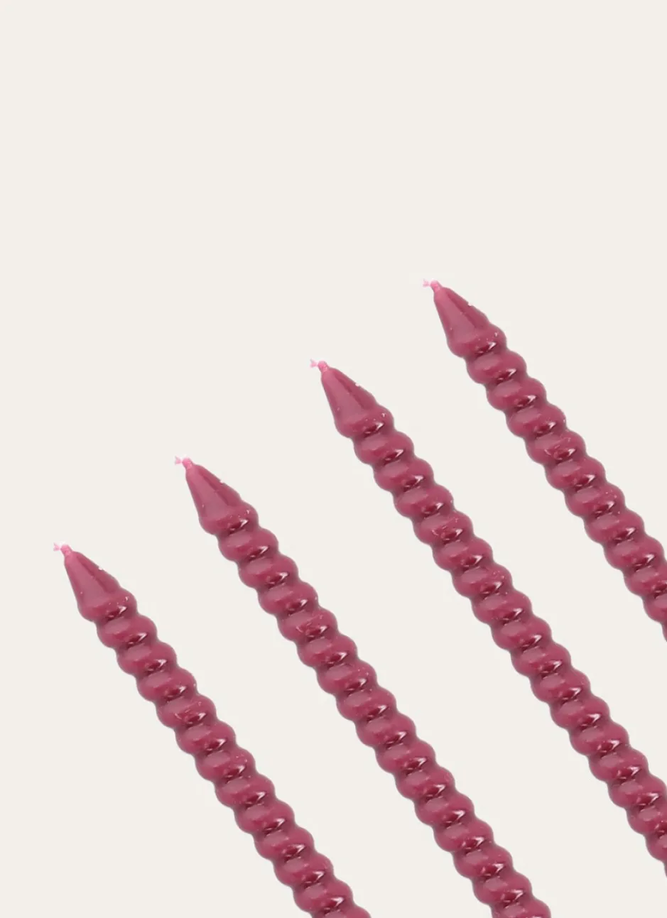 LOT DE 4 MINI BOUGIES TORSADÉES FRAMBOISE