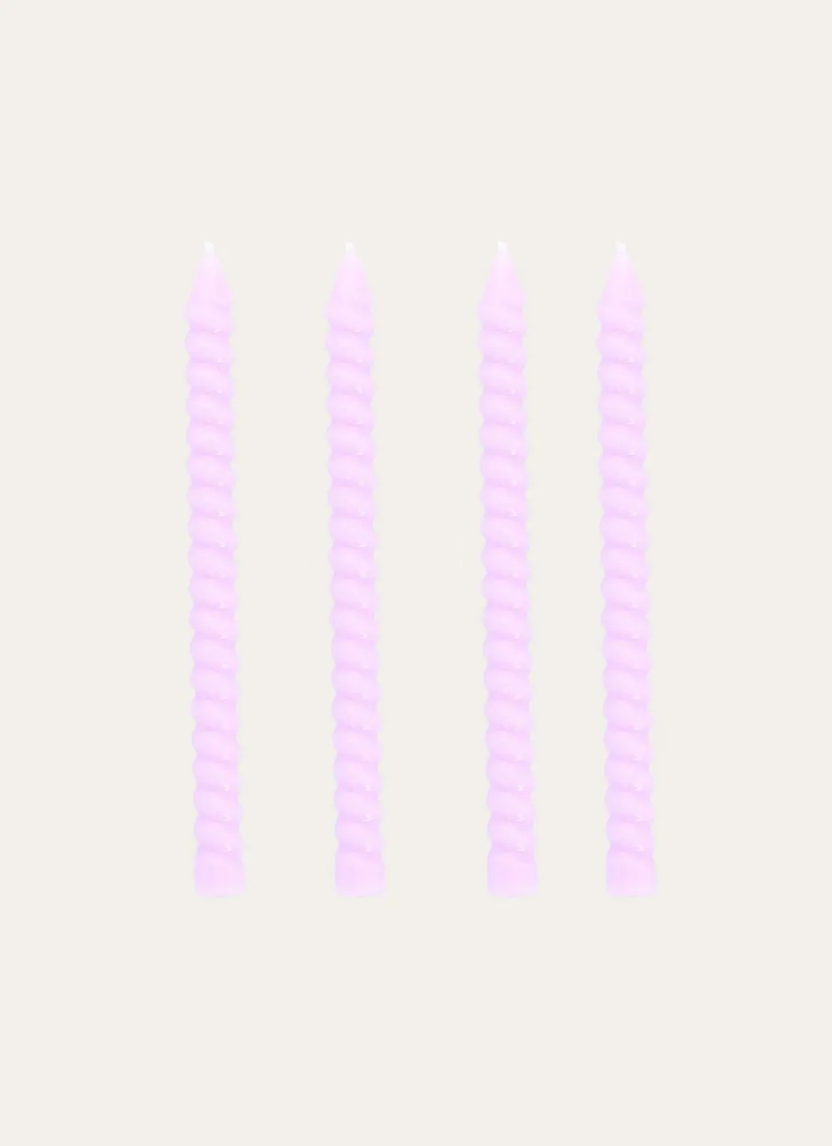 LOT DE 4 MINI BOUGIES TORSADÉES LILAS