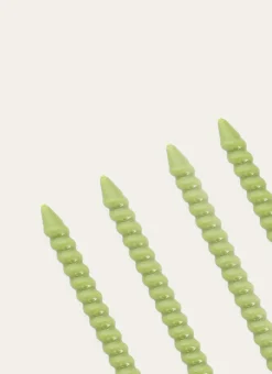 LOT DE 4 MINI BOUGIES TORSADÉES VERT