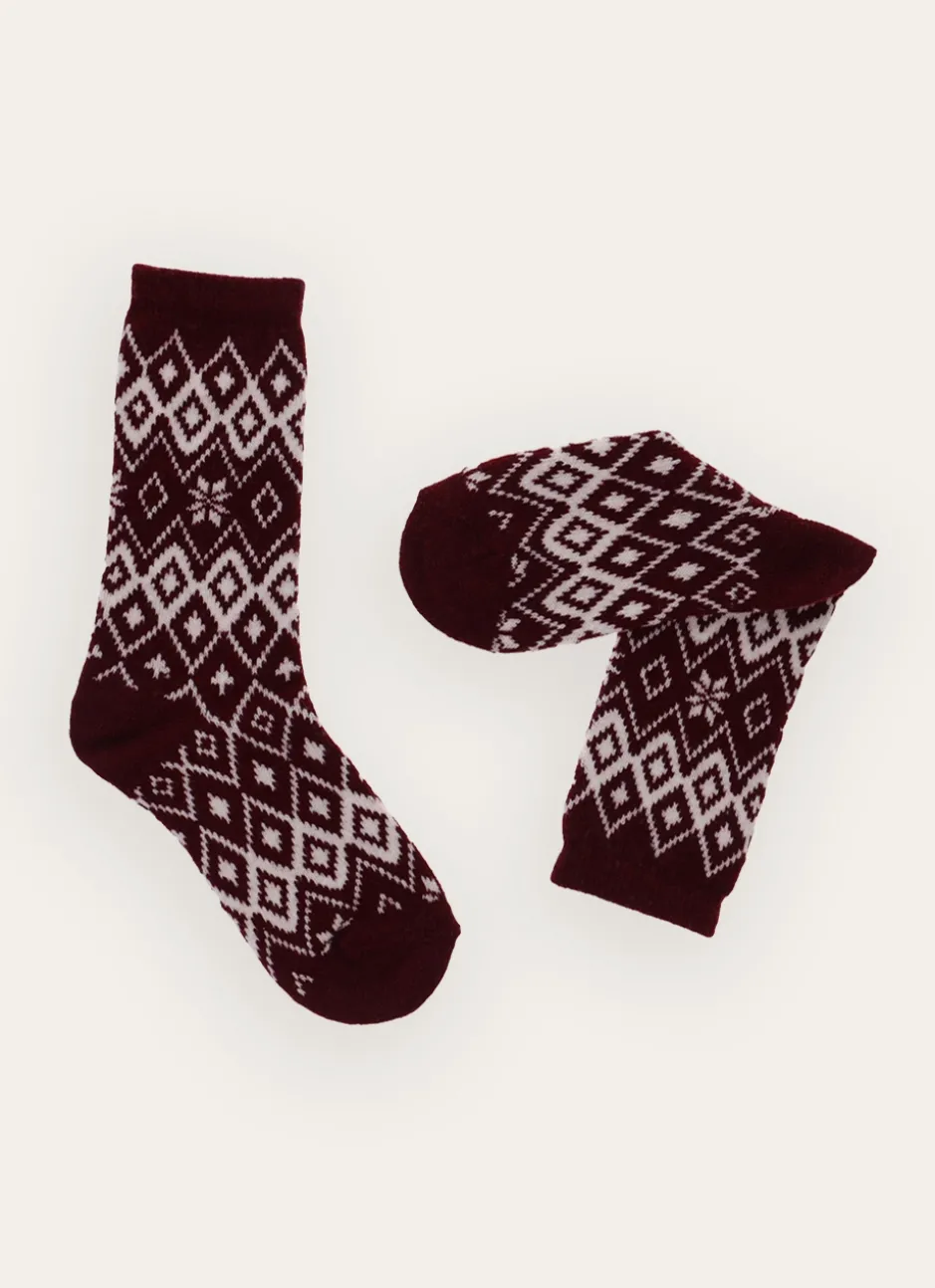 LOT DE 2 PAIRES DE CHAUSSETTES CARRIE ROUGE BORDEAUX