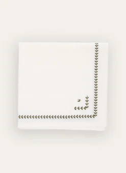 LOT DE 2 SERVIETTES DE TABLE EN COTON FLAMMÉ BLANC