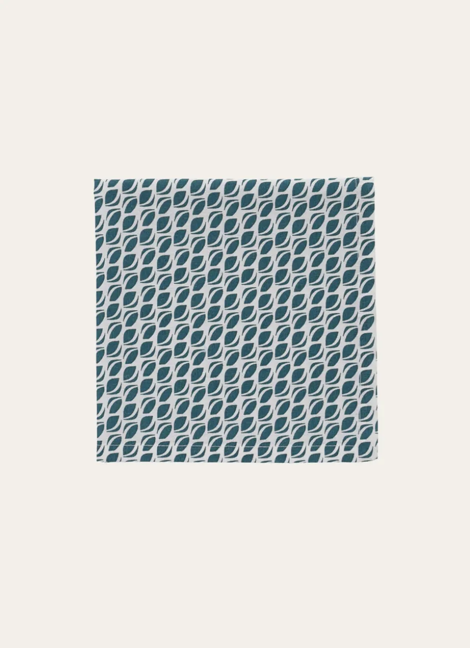 LOT DE 2 SERVIETTES DE TABLE EN COTON IMPRIMÉ VERT CEDRE