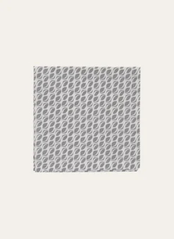 LOT DE 2 SERVIETTES DE TABLE EN COTON IMPRIMÉ BLANC/GRIS