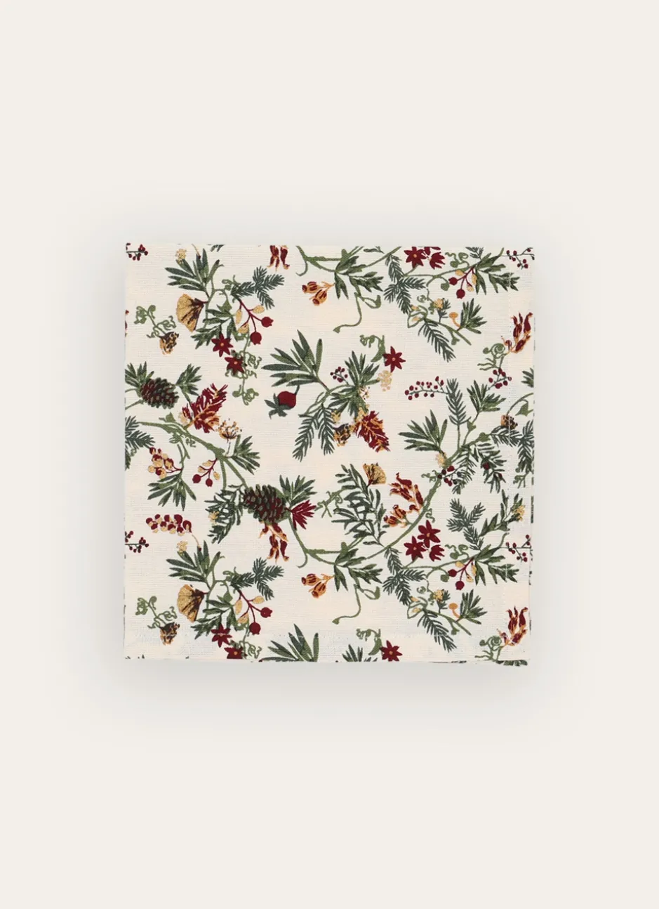 LOT DE 2 SERVIETTES DE TABLE IMPRIMÉES VÉGÉTAUX MULTICOLORE