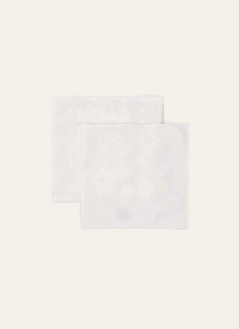 LOT DE 2 SERVIETTES DE TABLE JACQUARD À MOTIFS ÉCRU