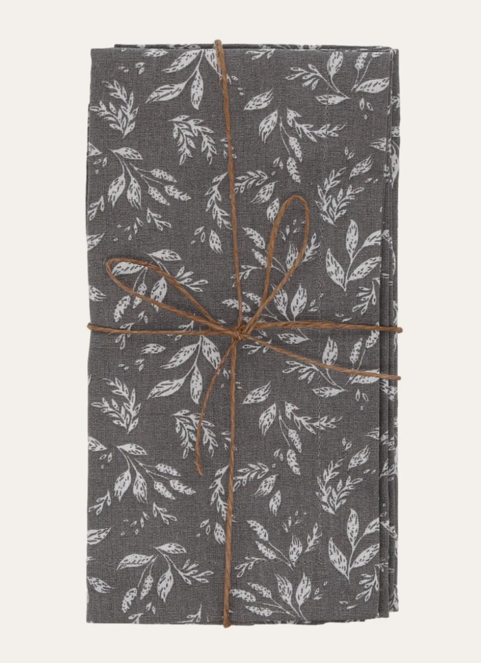LOT DE 2 SERVIETTES EN COTON GRIS