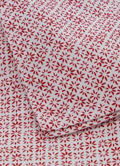LOT DE 2 SERVIETTES EN COTON MOTIF FANTAISIE BLANC/ROUGE