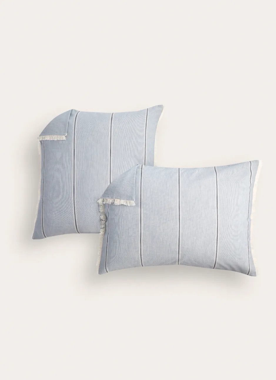 LOT DE 2 TAIES D'OREILLER EN COTON NAÏADE BLEU