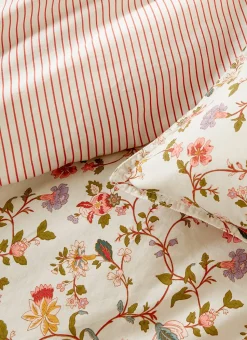 LOT DE 2 TAIES D’OREILLER EN COTON LAVÉ FLEURIE BLANC CASSÉ