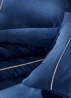 LOT DE 2 TAIES D'OREILLER EN FLANELLE UNIE RAGOON BLEU INDIGO