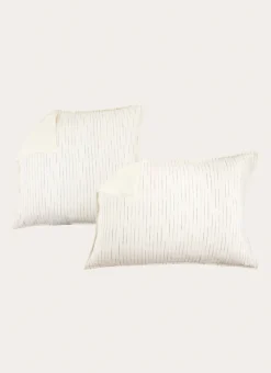 LOT DE 2 TAIES D'OREILLER EN LIN & COTON ÉCRU