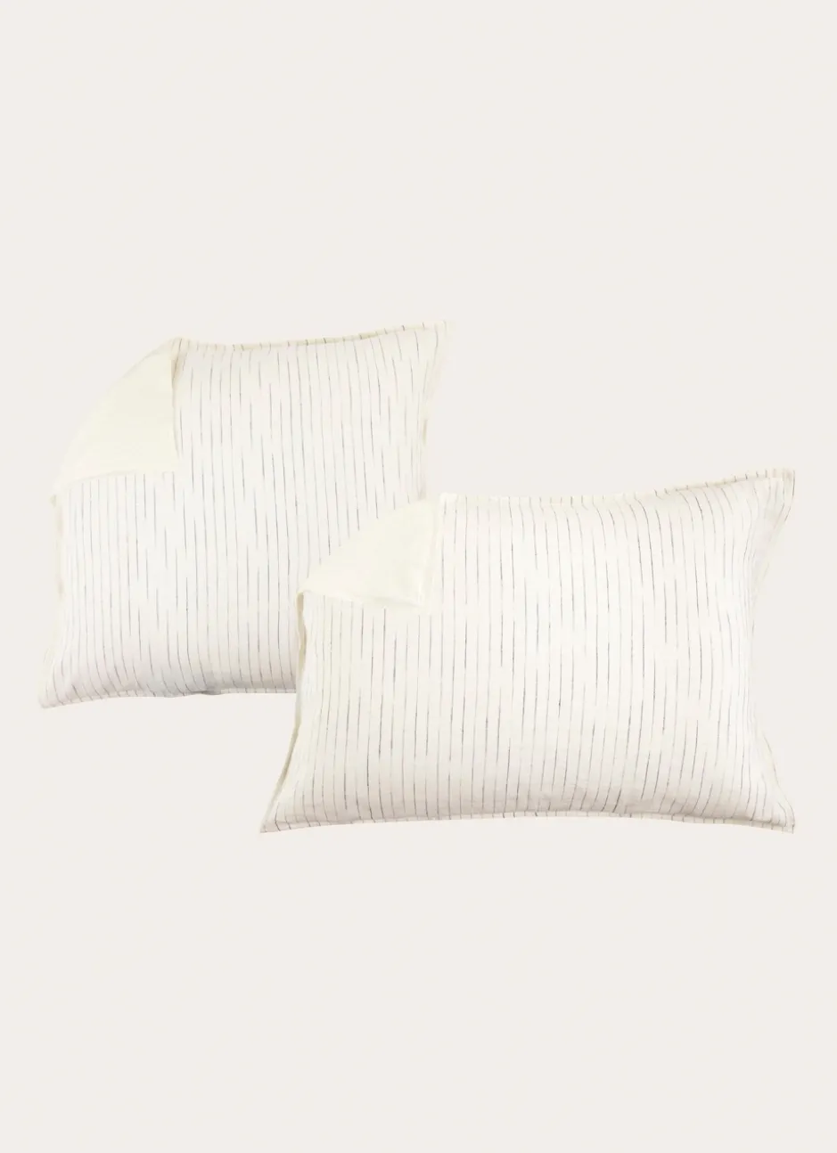 LOT DE 2 TAIES D'OREILLER EN LIN & COTON ÉCRU