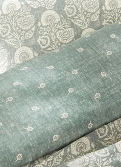 LOT DE 2 TAIES EN SATIN IMPRIMÉ INDIEN THALER BLEU CLAIR