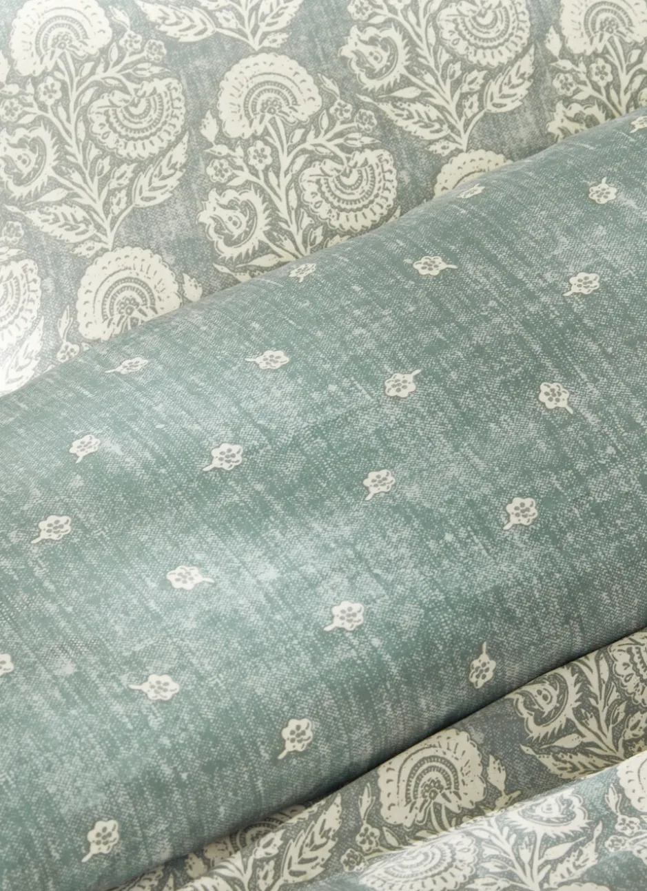 LOT DE 2 TAIES EN SATIN IMPRIMÉ INDIEN THALER BLEU CLAIR