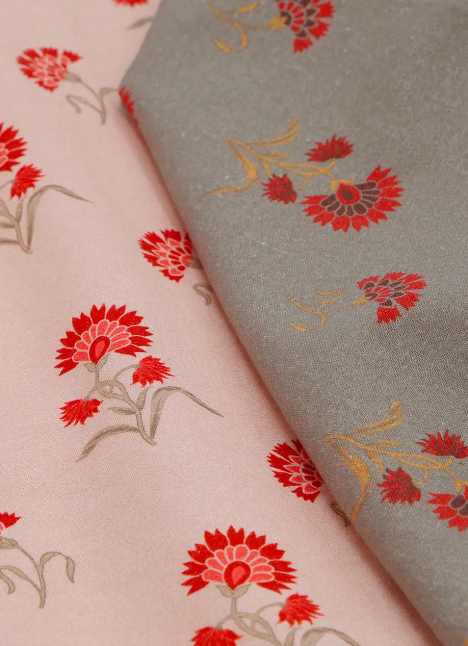 LOT DE 2 TORCHONS EN COTON IMPRIMÉS MOTIF FLEURS MULTICOLORE